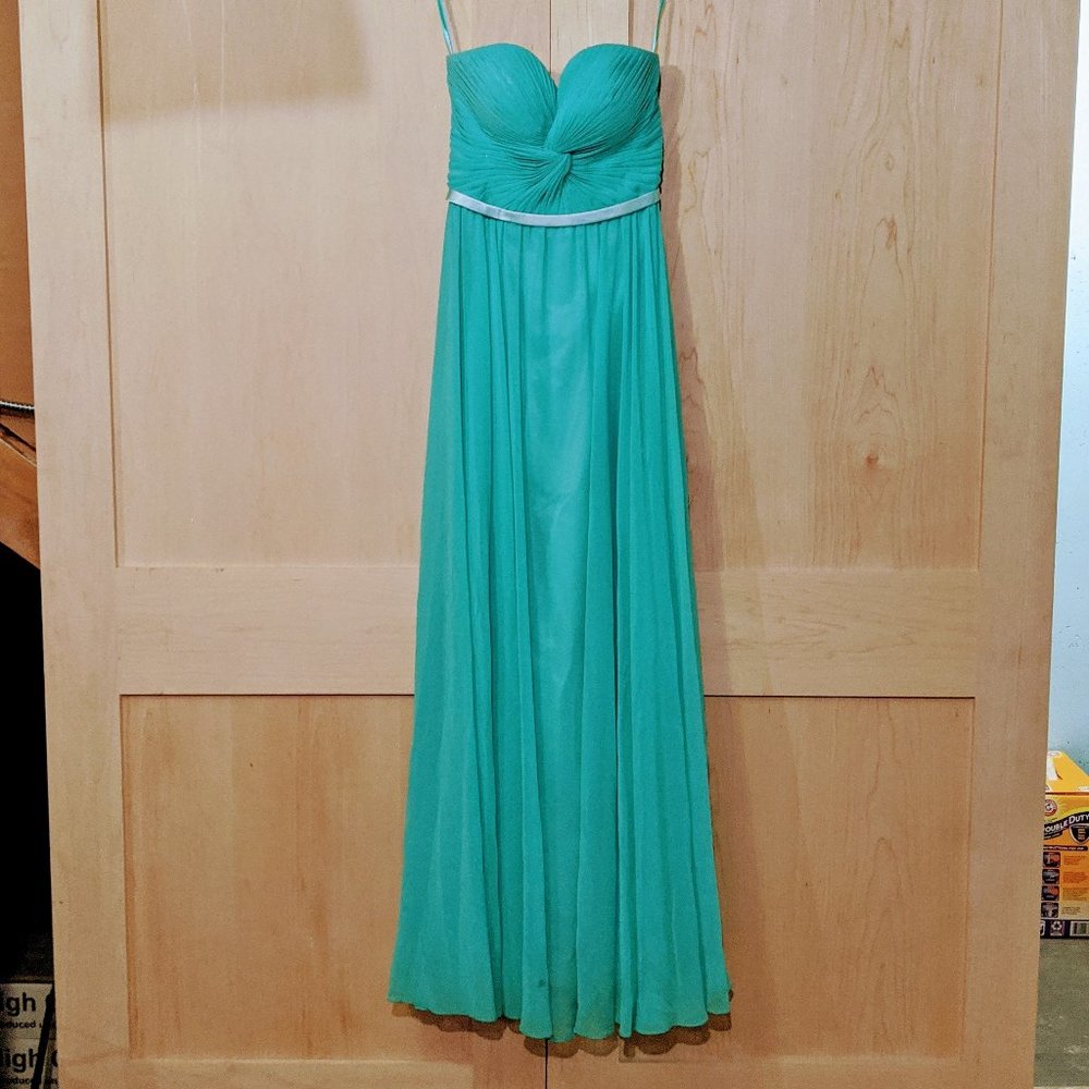 Turquoise Strapless Prom Dress